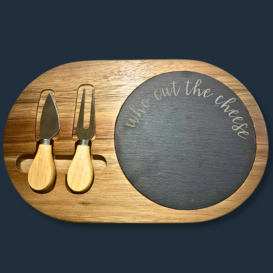 Chic Acacia Wood and Slate Cheese Board: A Perfect Serving Solution - KLM Custom Designs