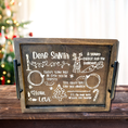Load image into Gallery viewer, The Cookies for Santa Serving Tray features handwritten notes and charming illustrations for Santas treats and reindeer nibbles. Messages about milk, a carrot, and snacks add charm, while a blurred Christmas tree in the background captures the magic of Christmas Eve celebrations.
