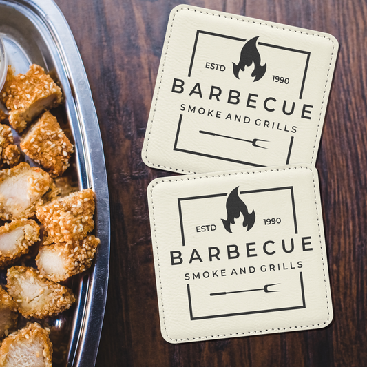 Elevate the Protection: Personalized Leatherette Coasters for Every Space - KLM Custom Designs