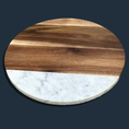 Load image into Gallery viewer, Elegance in Motion: 12" Acacia Wood & Marble Lazy Susan - KLM Custom Designs