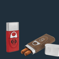 Load image into Gallery viewer, Smoke in Style: Personalized Leatherette Cigar Case & Cutter Set - KLM Custom Designs