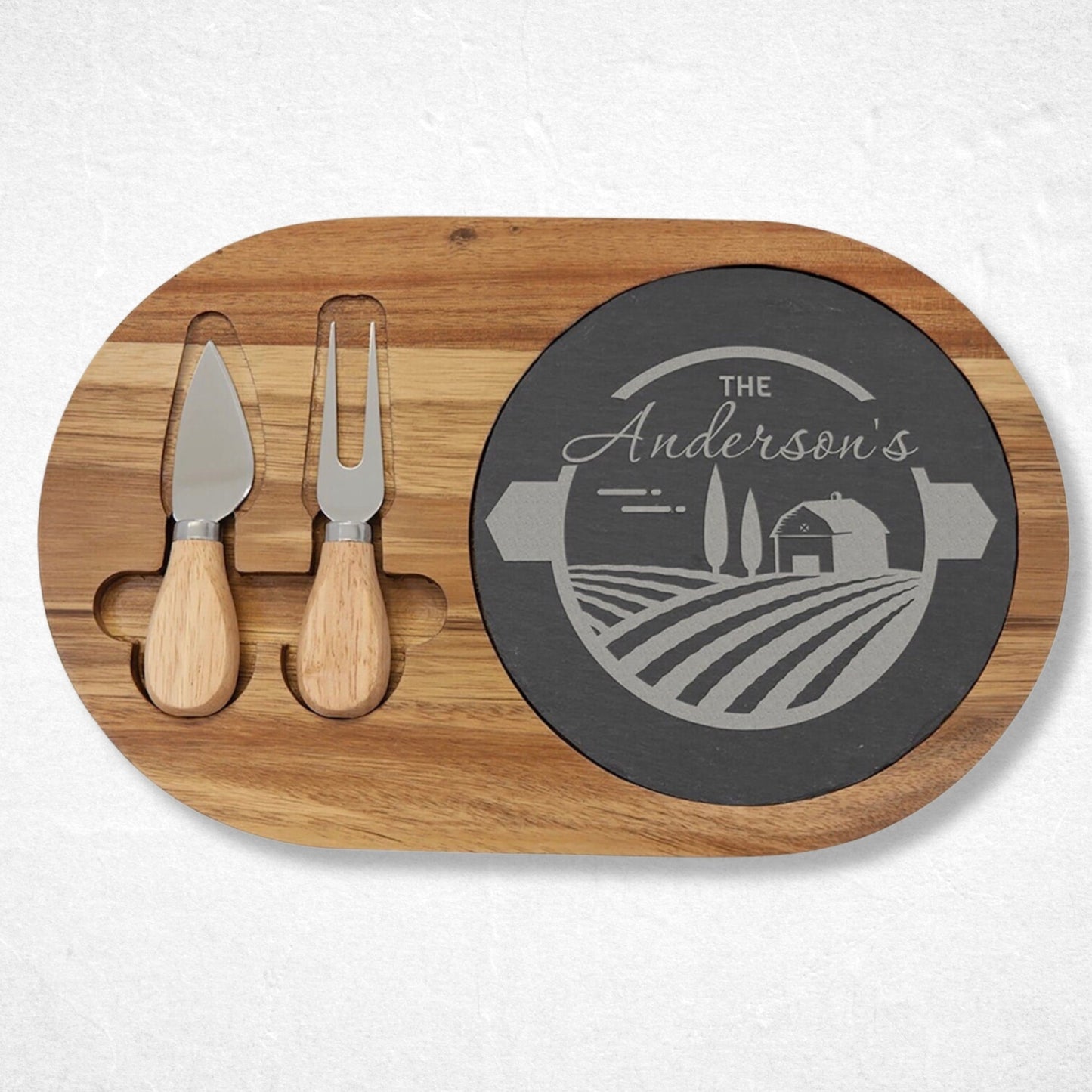 Oval Cheese Board with Utensil Set