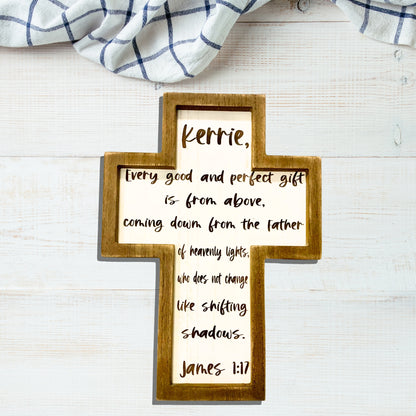 Personalized Bible Verse Hanging Cross