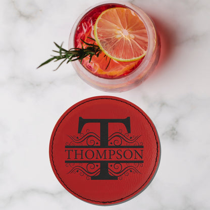 Personalized Leatherette Drink Coasters