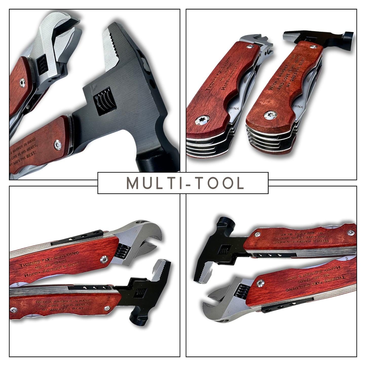 Hammer or Wrench Multitool with Wood Handle