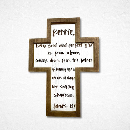 Personalized Bible Verse Hanging Cross