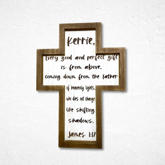 Personalized Bible Verse Hanging Cross