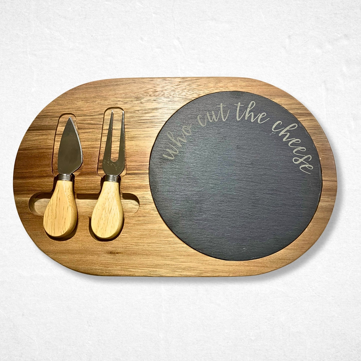 Oval Cheese Board with Utensil Set