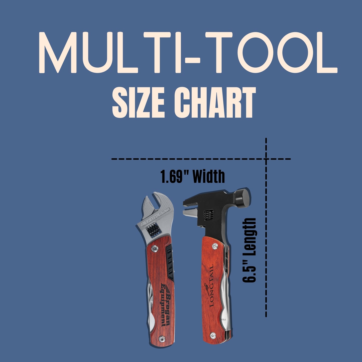 Hammer or Wrench Multitool with Wood Handle