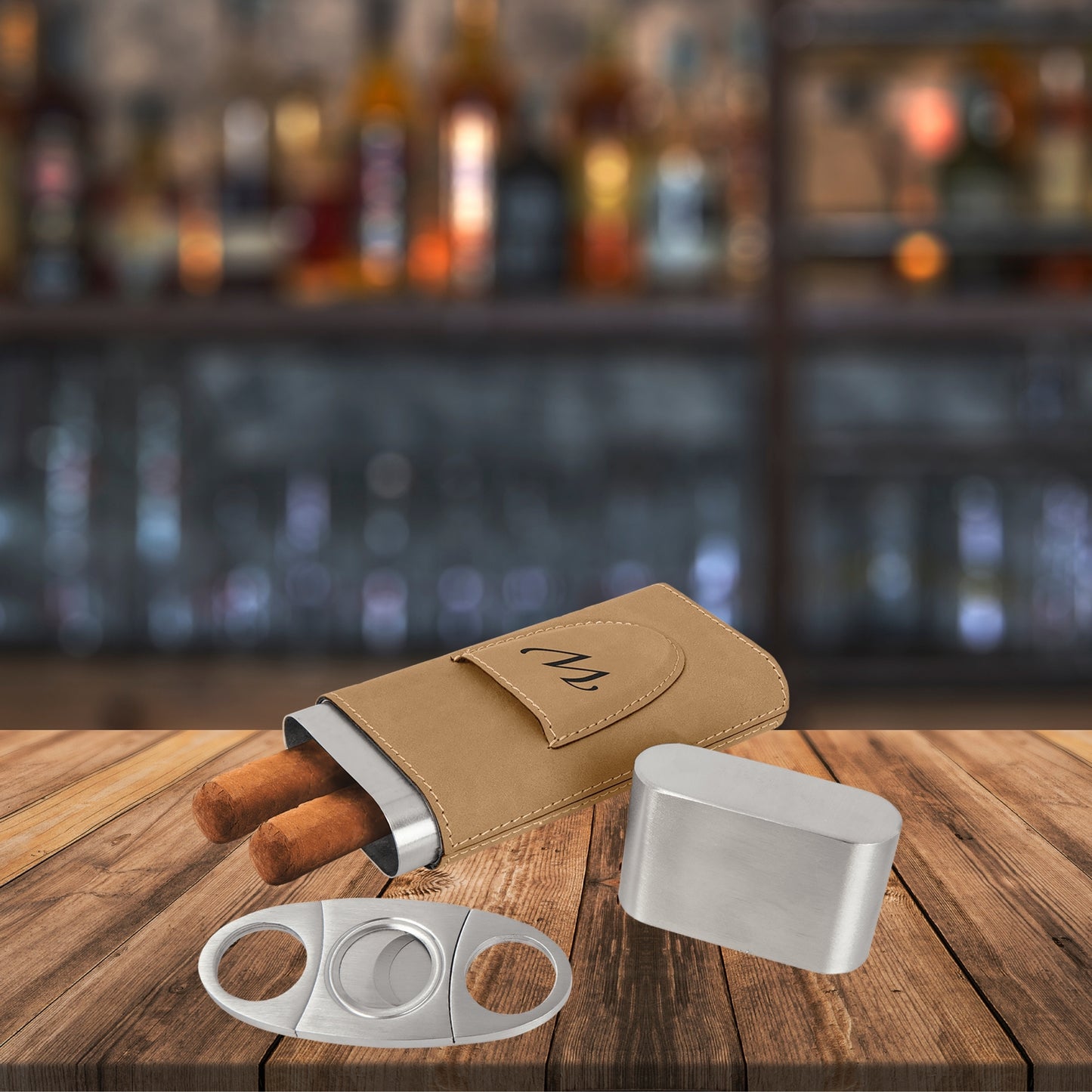 Personalized Cigar Holder with Cutter