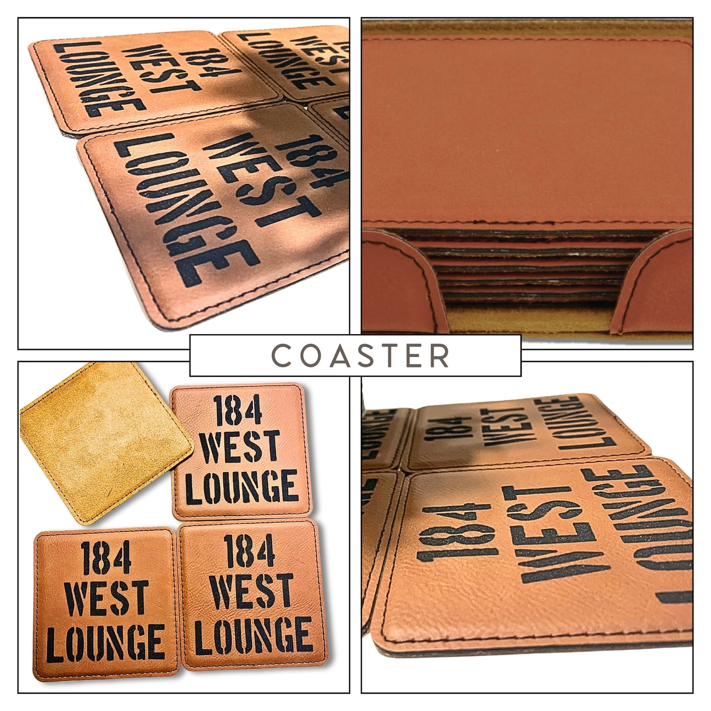 Personalized Leatherette Drink Coasters