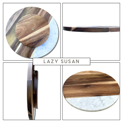 Acacia Wood and Marble Lazy Susan