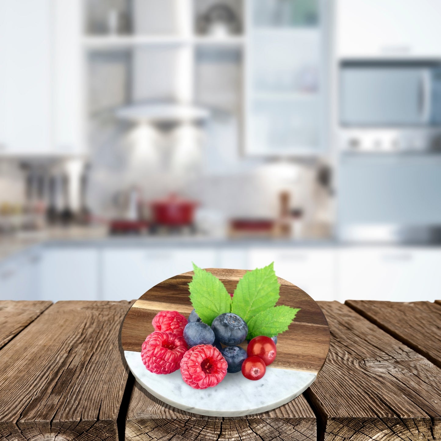 Acacia Wood and Marble Lazy Susan