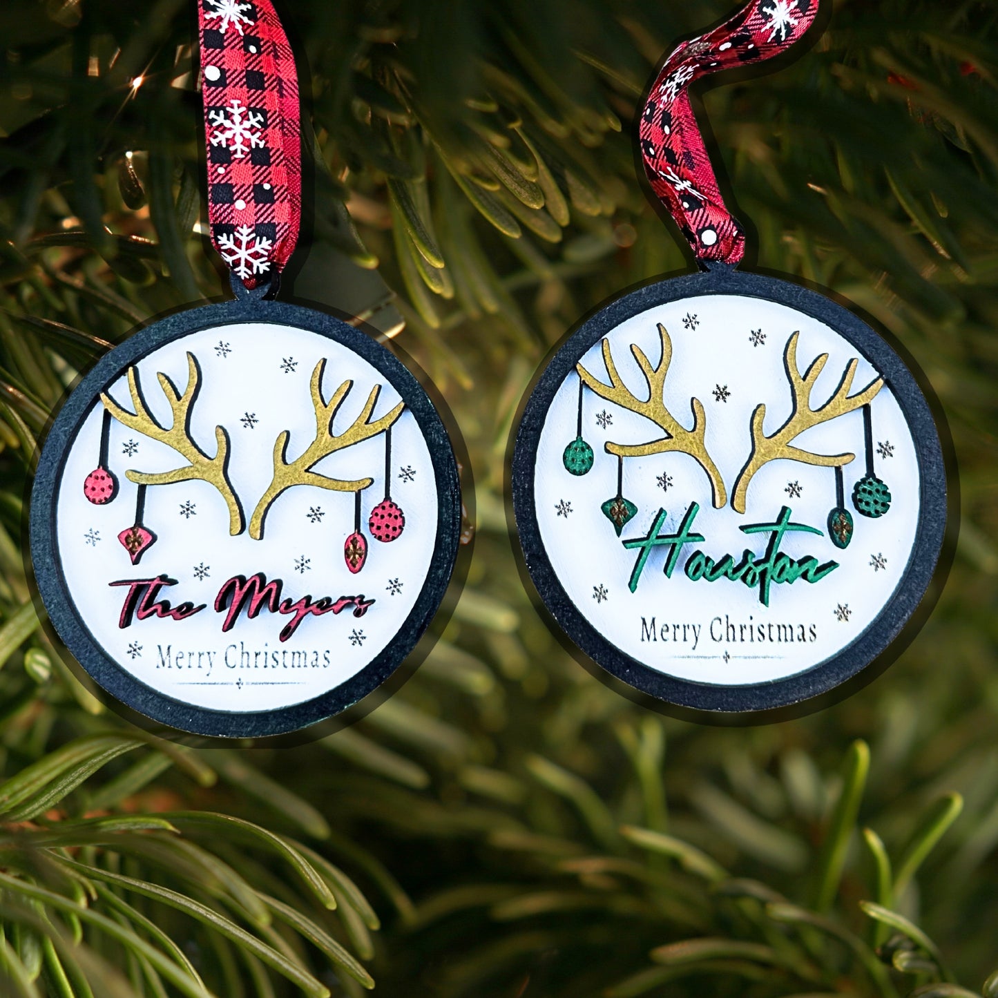 Personalized Christmas Ornament with a Farmhouse Style