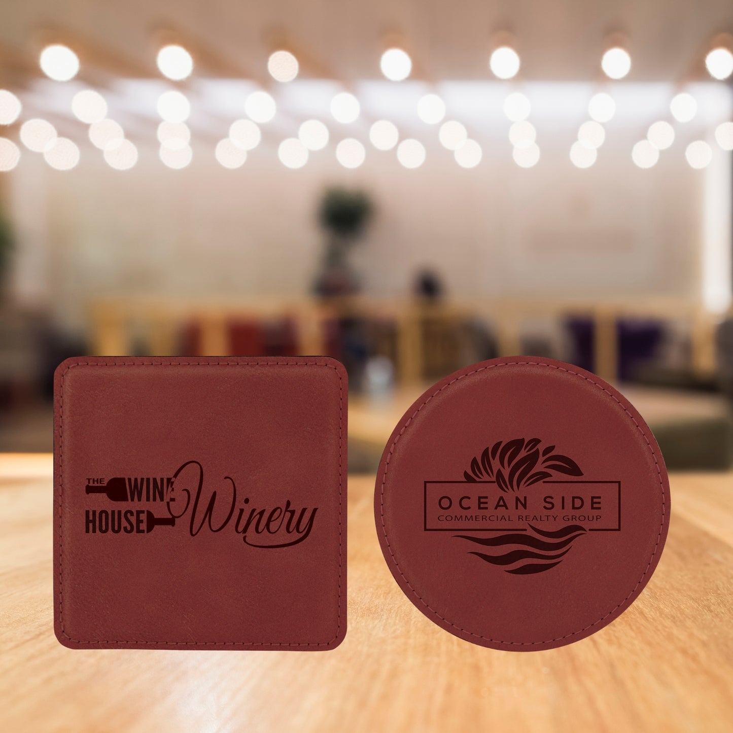 Personalized Leatherette Drink Coasters