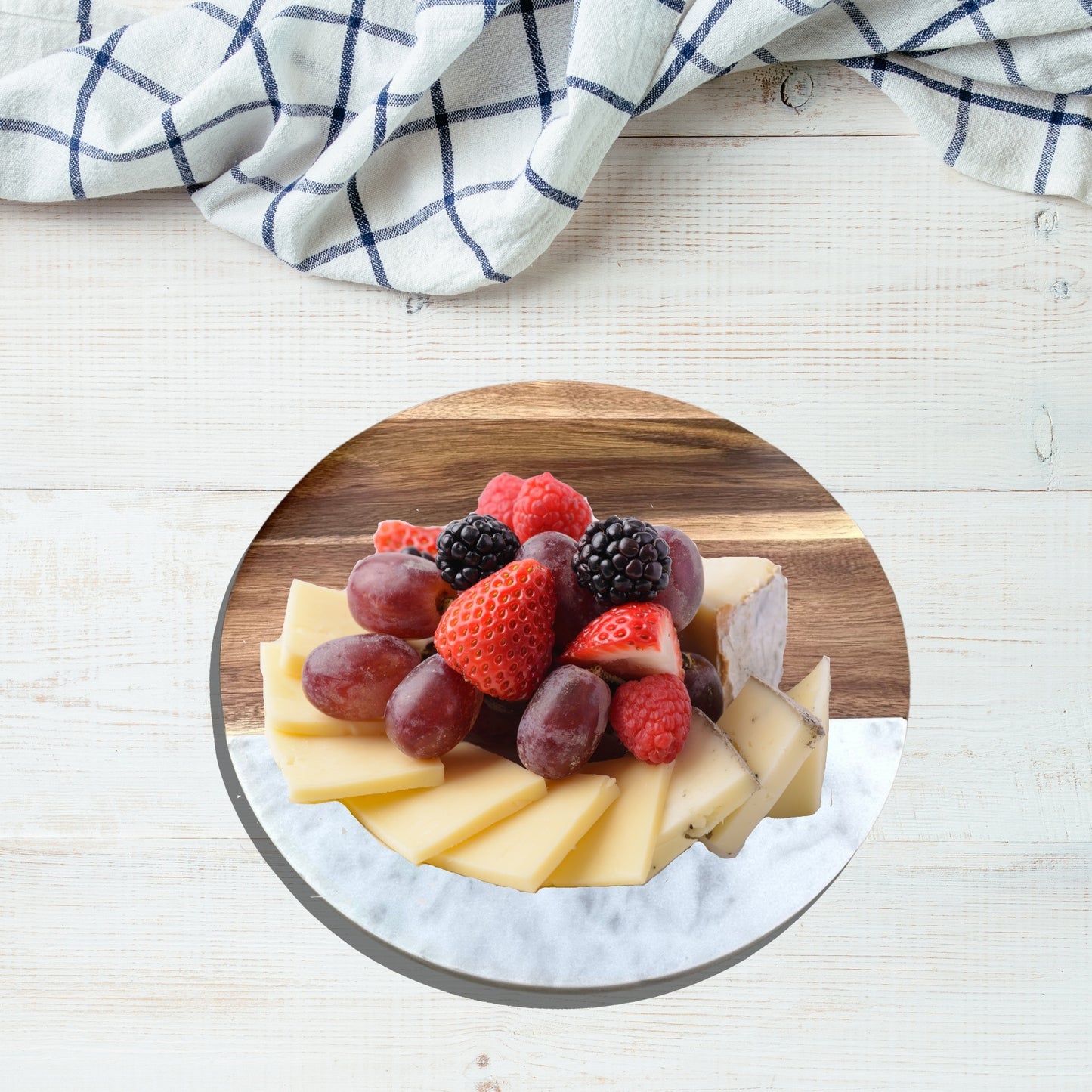 Acacia Wood and Marble Lazy Susan