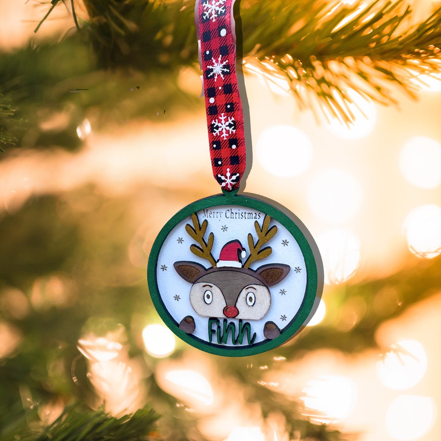 Personalized Christmas Ornament with a Farmhouse Style